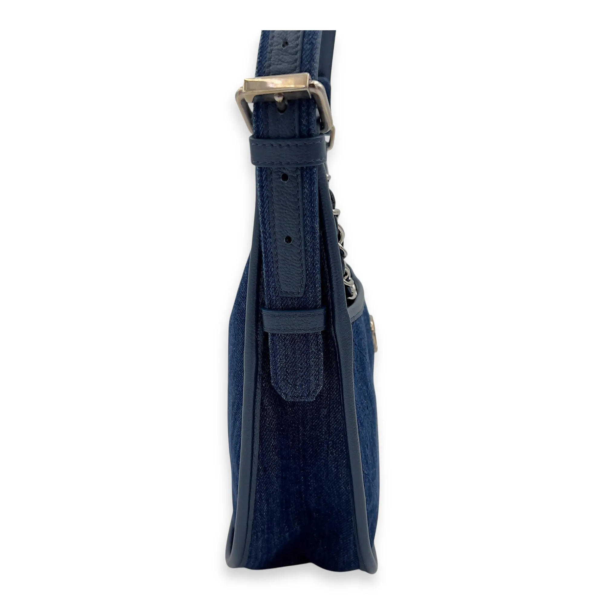 Jungle Stroll Hobo Blue Crossbody Bag in Denim, Silver hardware
