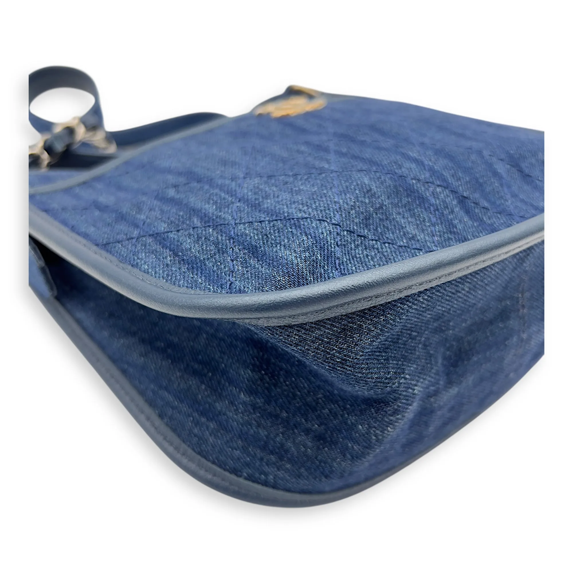 Jungle Stroll Hobo Blue Crossbody Bag in Denim, Silver hardware