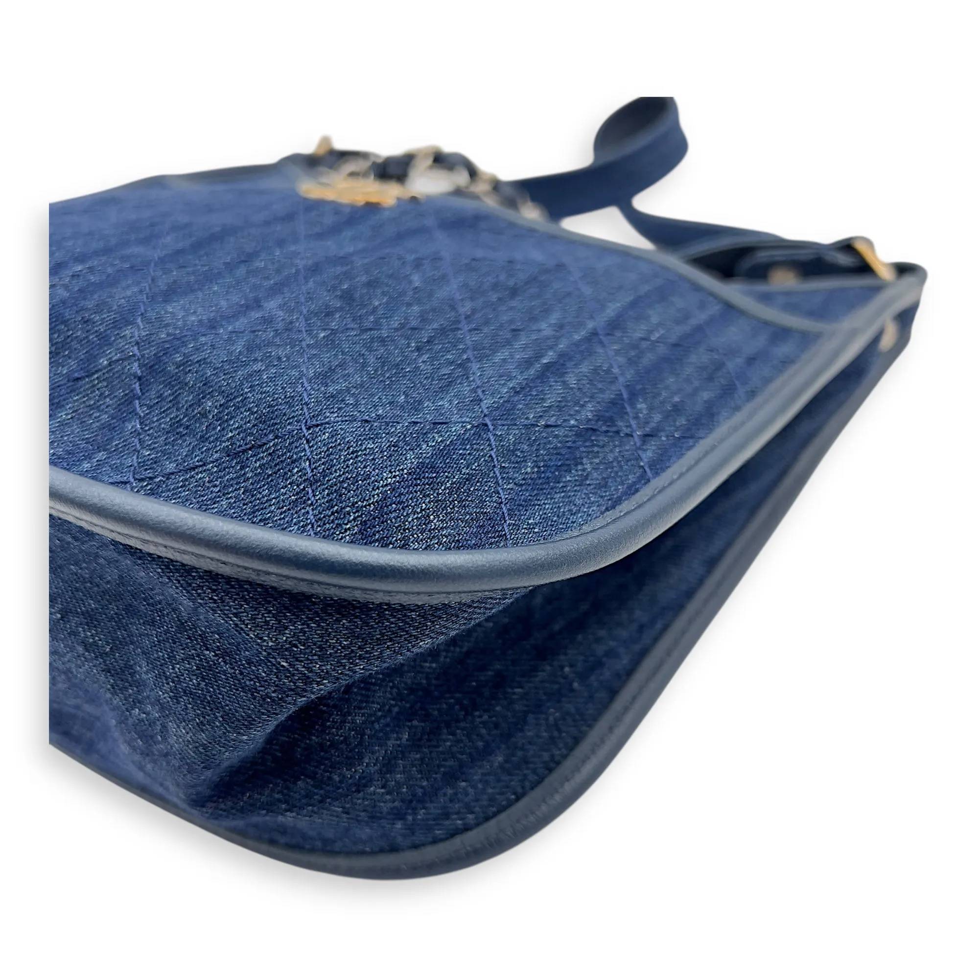 Jungle Stroll Hobo Blue Crossbody Bag in Denim, Silver hardware