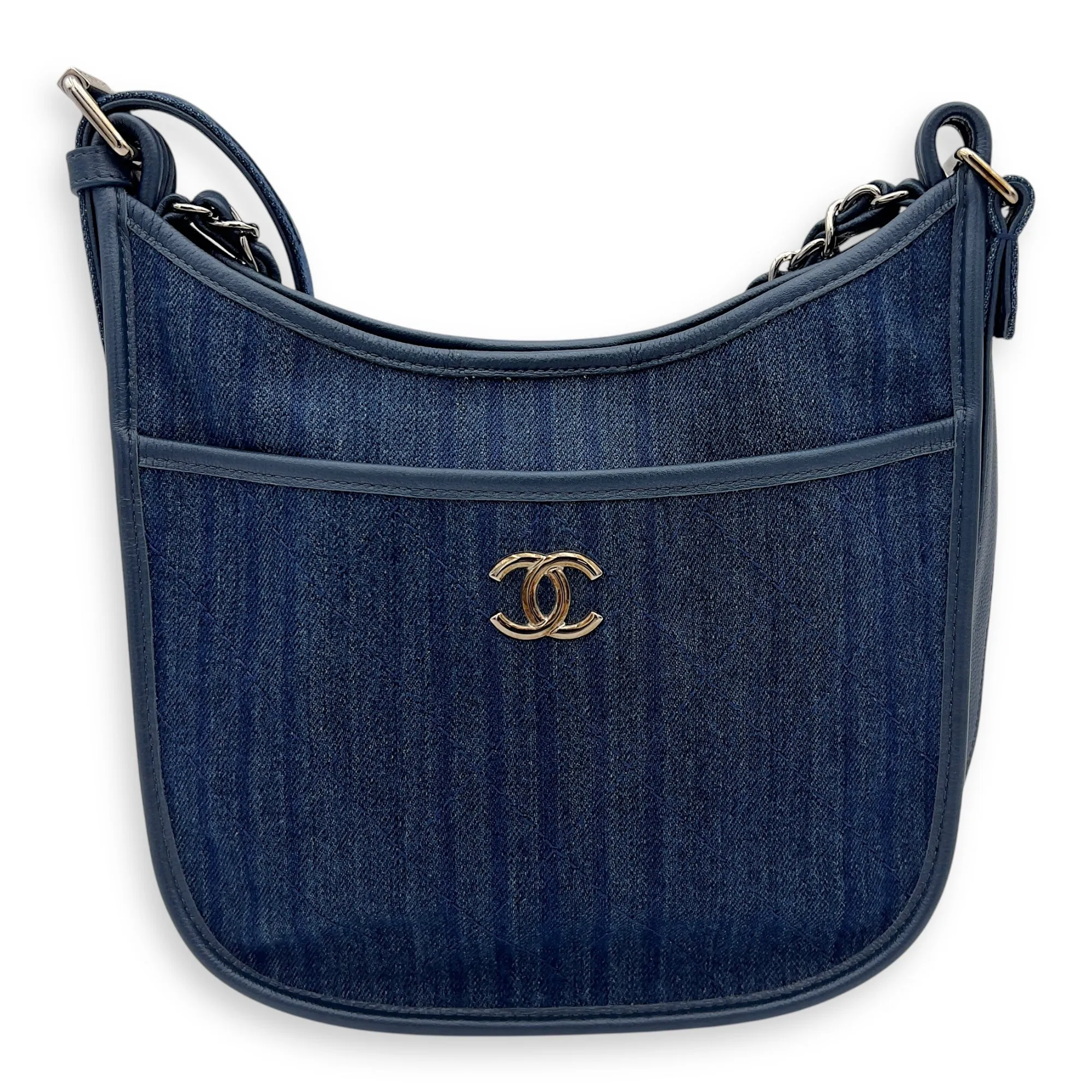 Jungle Stroll Hobo Blue Crossbody Bag in Denim, Silver hardware