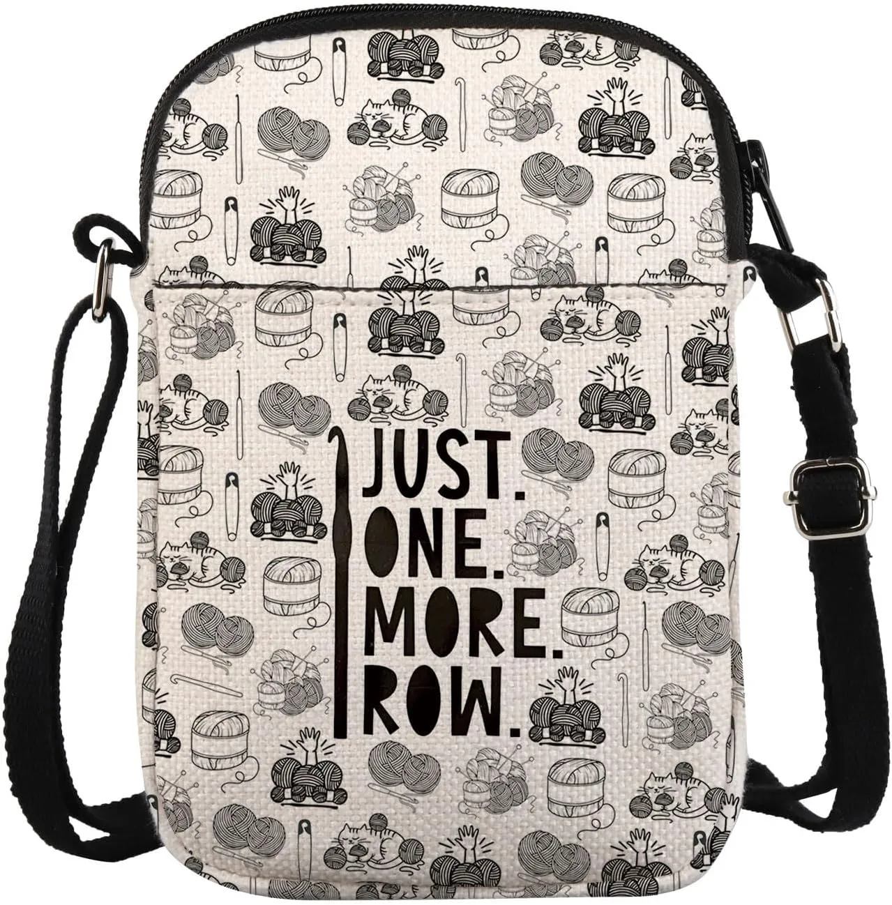Just One More Row Crochet Crossbody Bag For Women & Girls Knitting Shoulder Bag