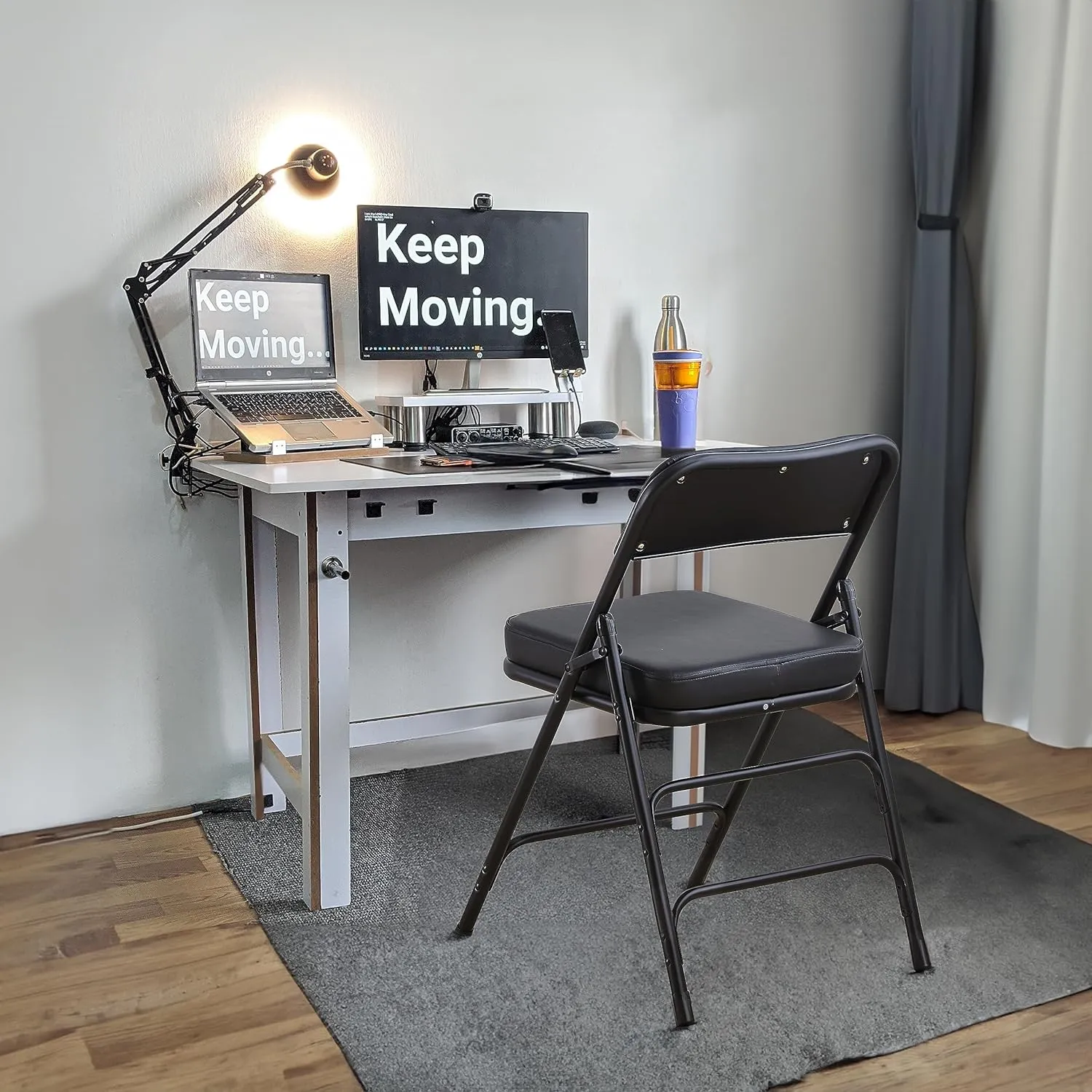 KAIHAOWIN Folding Chairs with Ultra Thick Padded Seat Foldable Chair Indoor Comfortable Metal Chairs with Soft Cushion Black