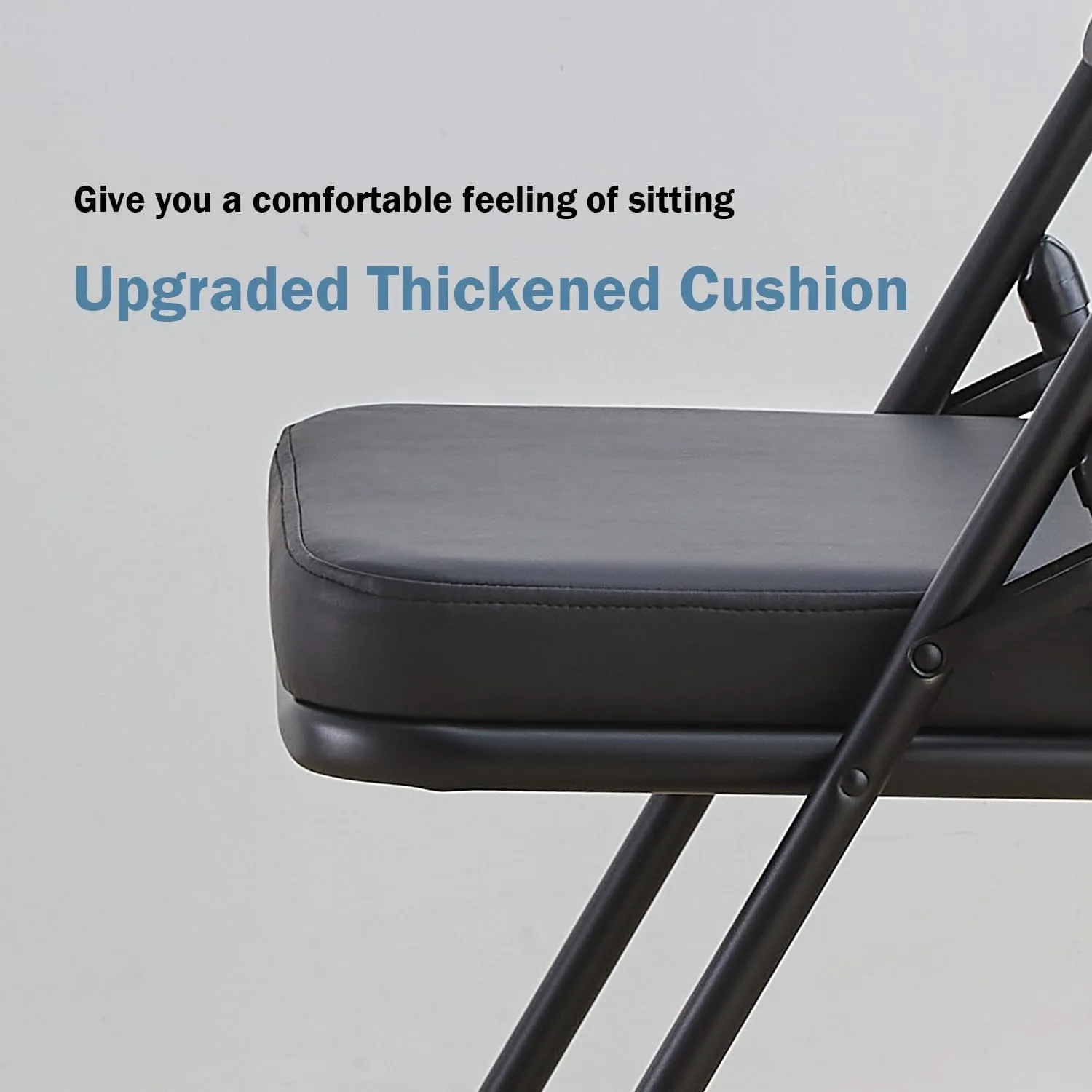 KAIHAOWIN Folding Chairs with Ultra Thick Padded Seat Foldable Chair Indoor Comfortable Metal Chairs with Soft Cushion Black