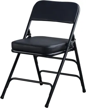 KAIHAOWIN Folding Chairs with Ultra Thick Padded Seat Foldable Chair Indoor Comfortable Metal Chairs with Soft Cushion Black