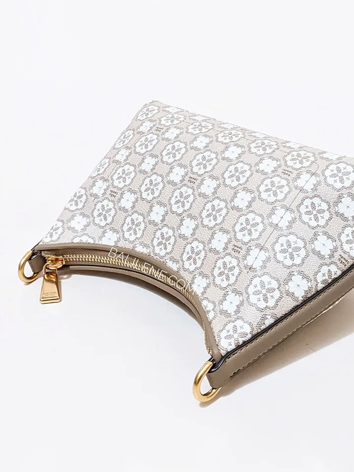 Kate Spade Flower Monogram Coated Canvas Top Zip Crossbody Bag Natural Multi