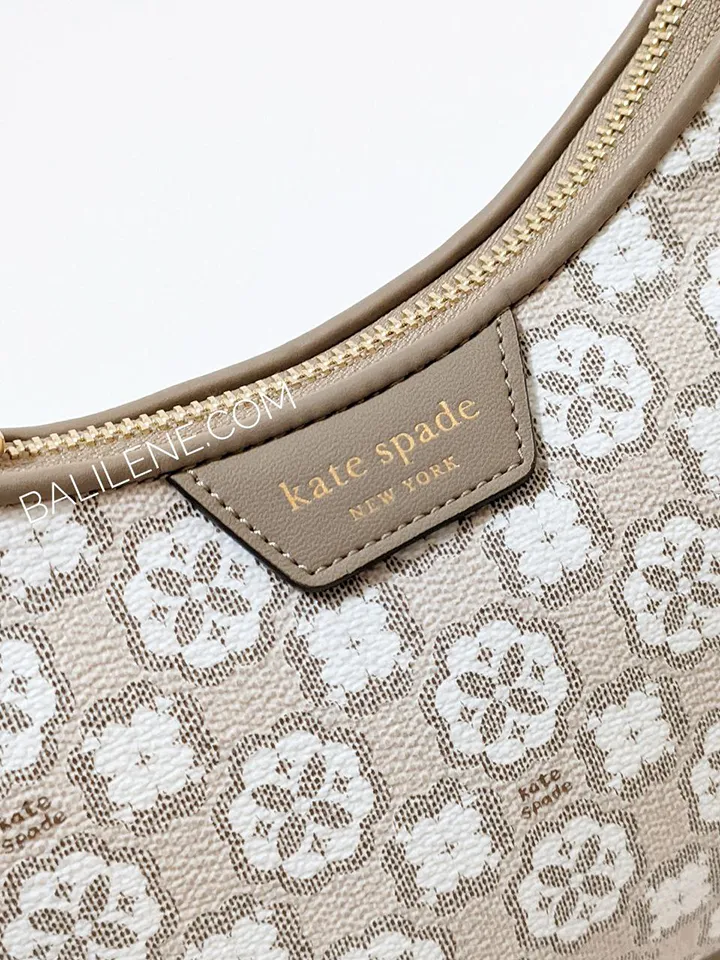Kate Spade Flower Monogram Coated Canvas Top Zip Crossbody Bag Natural Multi