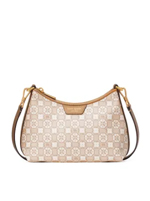 Kate Spade Flower Monogram Coated Canvas Top Zip Crossbody Bag Natural Multi