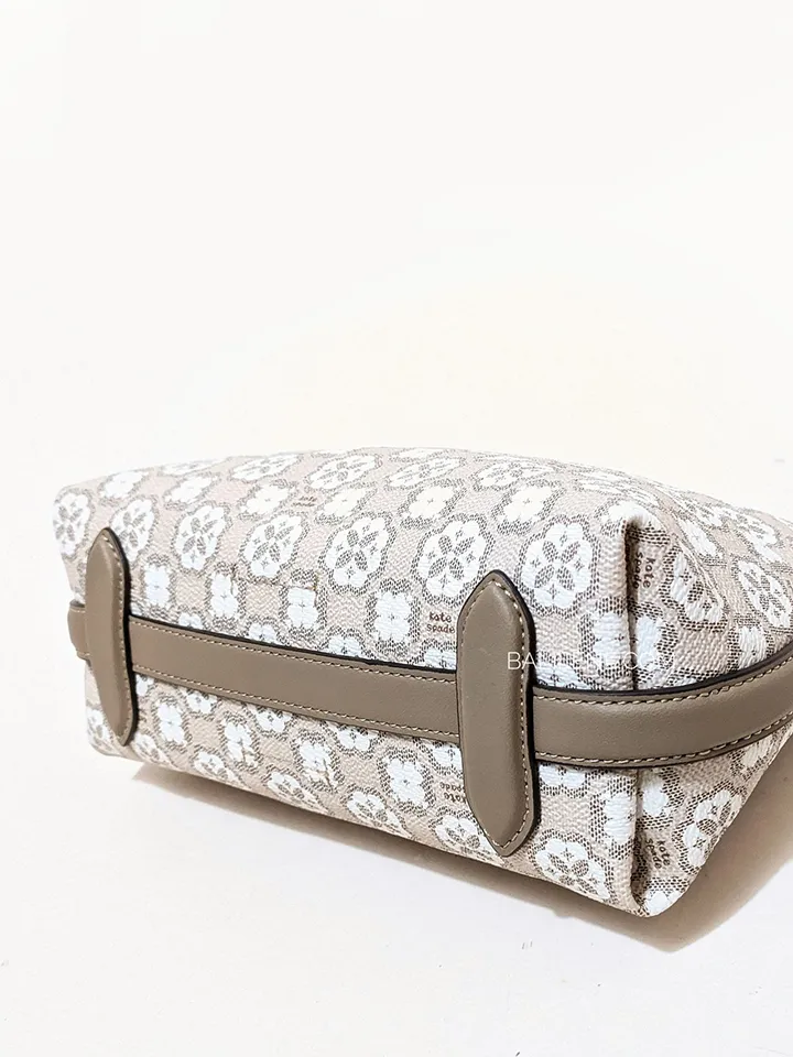 Kate Spade Flower Monogram Coated Canvas Top Zip Crossbody Bag Natural Multi