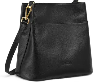 Kattee Leather Handbags for Women, Soft Shoulder Tote Crossbody Purses Bucket Bags with 2 Straps
