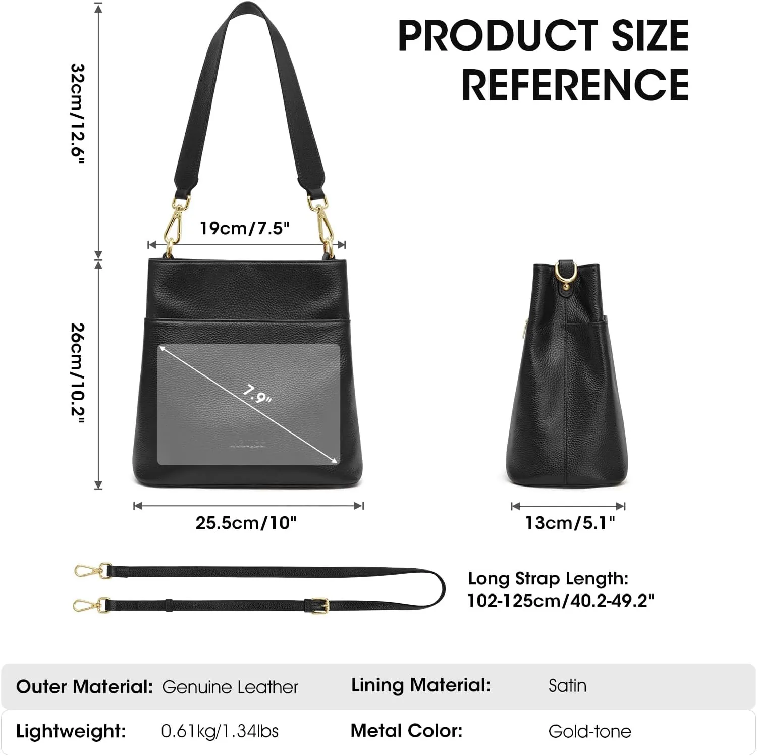Kattee Leather Handbags for Women, Soft Shoulder Tote Crossbody Purses Bucket Bags with 2 Straps