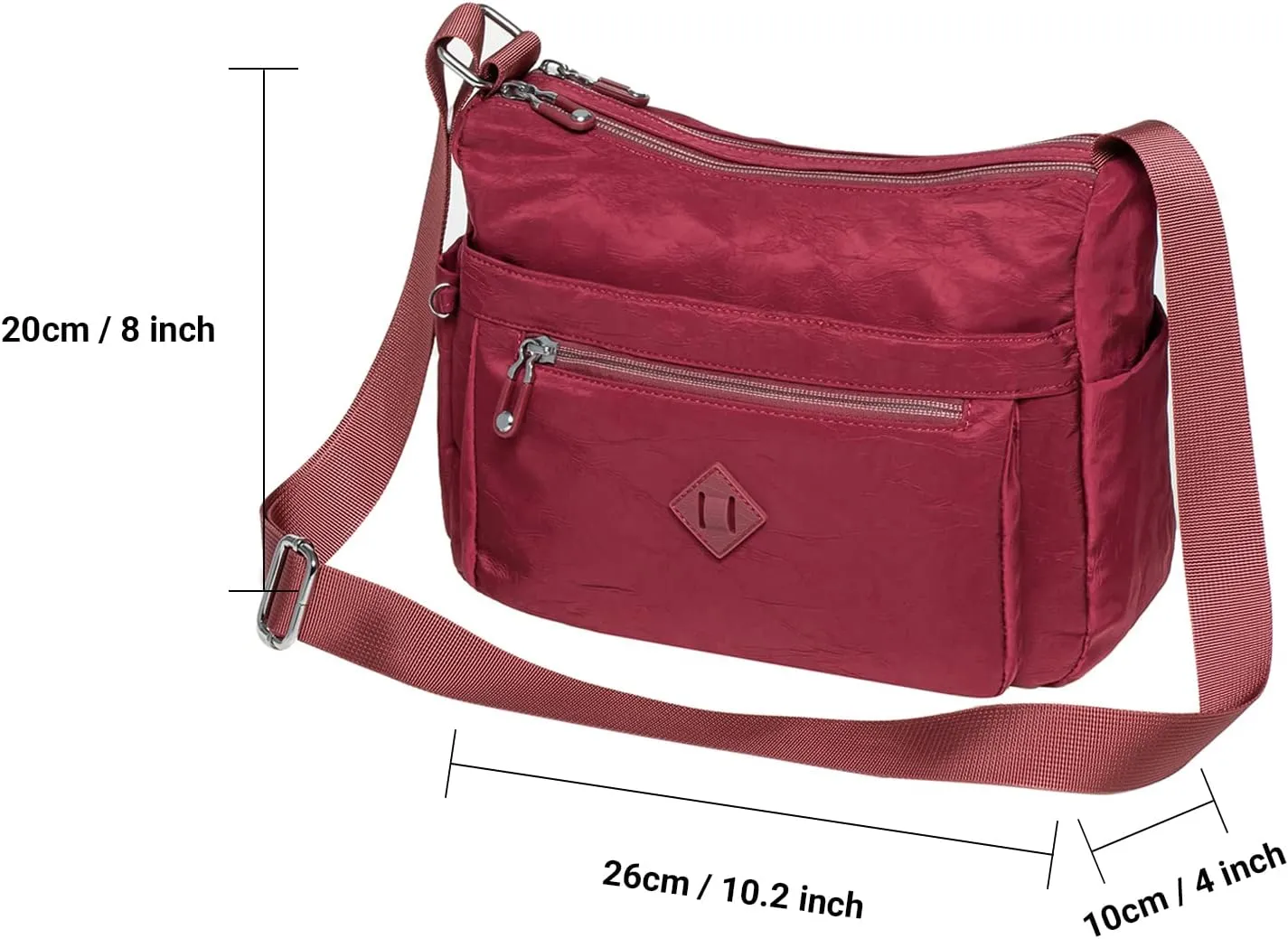 KAUKKO Women Crossbody Bag Handbag Lightweight Shoulder Purse Nylon Multi Pocket Crossbody Bag Ladies Travel Handbag