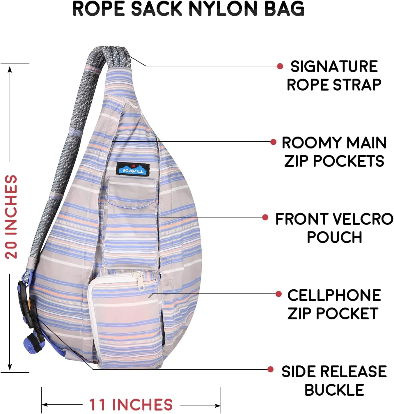 KAVU Rope Sack Sling Crossbody Backpack - Simple Stripe