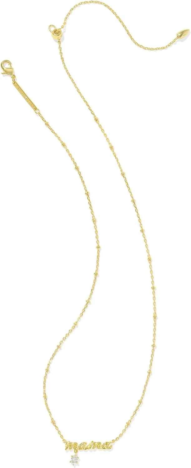 Kendra Scott Mama Crystal Short Pendant Necklace, White Cubic Zirconia, Fashion Jewelry for Women