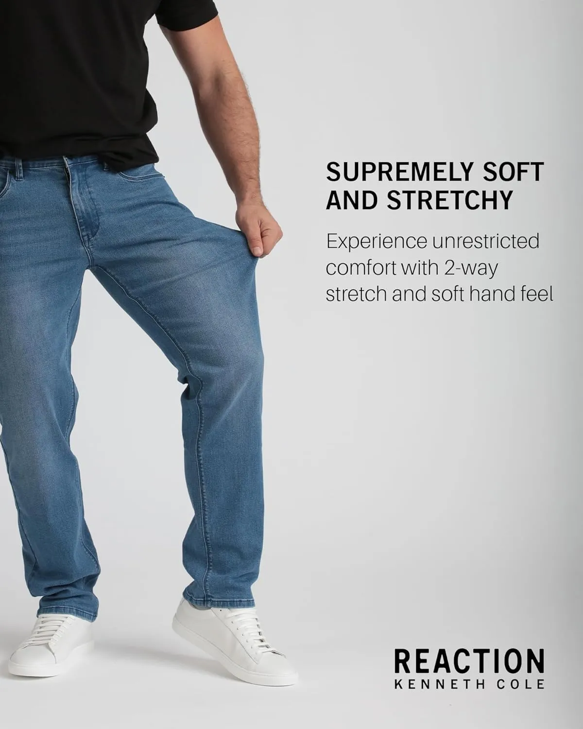 Kenneth Cole REACTION Athletic Fit Jeans for Men - Soft and Flexible Stretch Jeans - Men's Jeans Roomier Fit