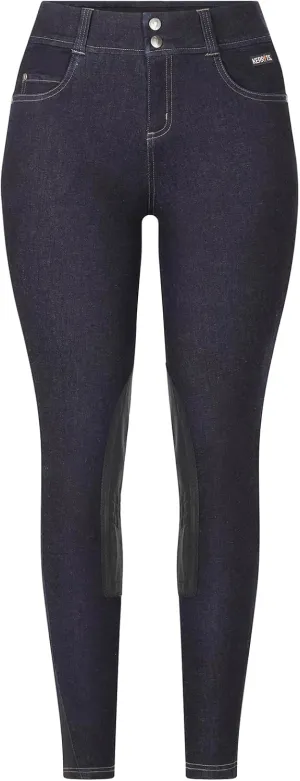 Kerrits Women's Cozy Rider Winter Denim Knee Patch Horse Riding Breeches – Warm Denim Pants for Barn Work & Riding