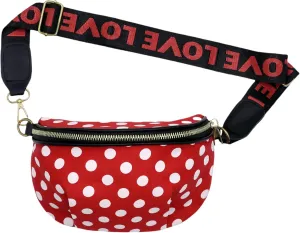 Kids Girls & Boys Cute Sling Bag Women Waist Bag Polka Dot Small Fanny Pack Belt Bag Phone Purse for Sport Running Travel Red