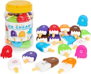 kizh Alphabet Learning Toys Matching Letter ABC Fine Motor Toy Double-Side Ice Cream Toys Preschool Learning Activities Montessori for Toddler Kids Ages 2 3 4 5