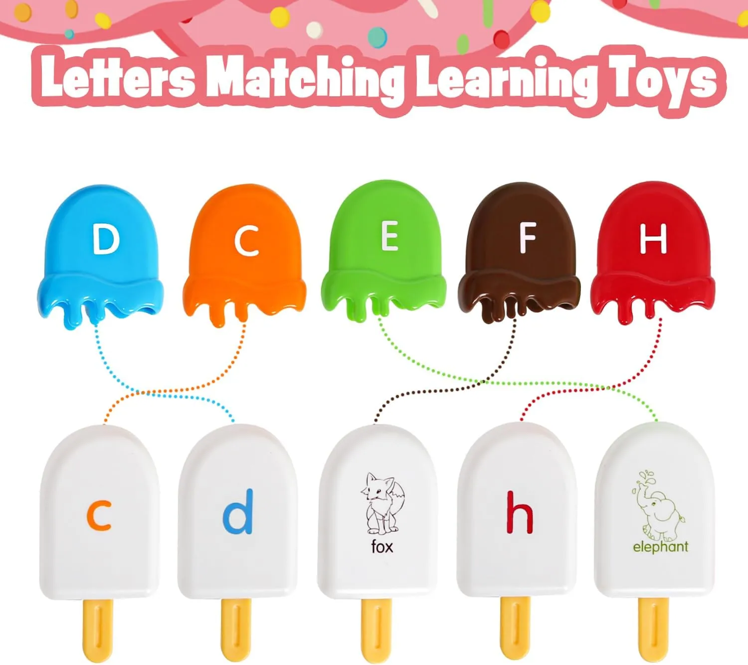 kizh Alphabet Learning Toys Matching Letter ABC Fine Motor Toy Double-Side Ice Cream Toys Preschool Learning Activities Montessori for Toddler Kids Ages 2 3 4 5