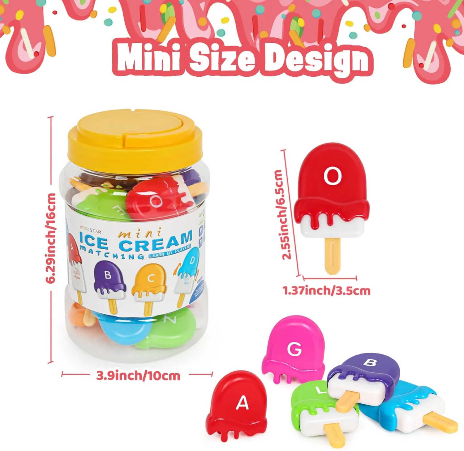 kizh Alphabet Learning Toys Matching Letter ABC Fine Motor Toy Double-Side Ice Cream Toys Preschool Learning Activities Montessori for Toddler Kids Ages 2 3 4 5