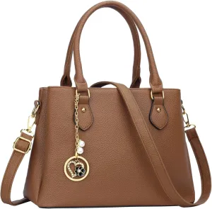 KKXIU Women Satchel Bags Handle Shoulder Handbags and Purses Pockets Zipper Leather Crossbody Bags