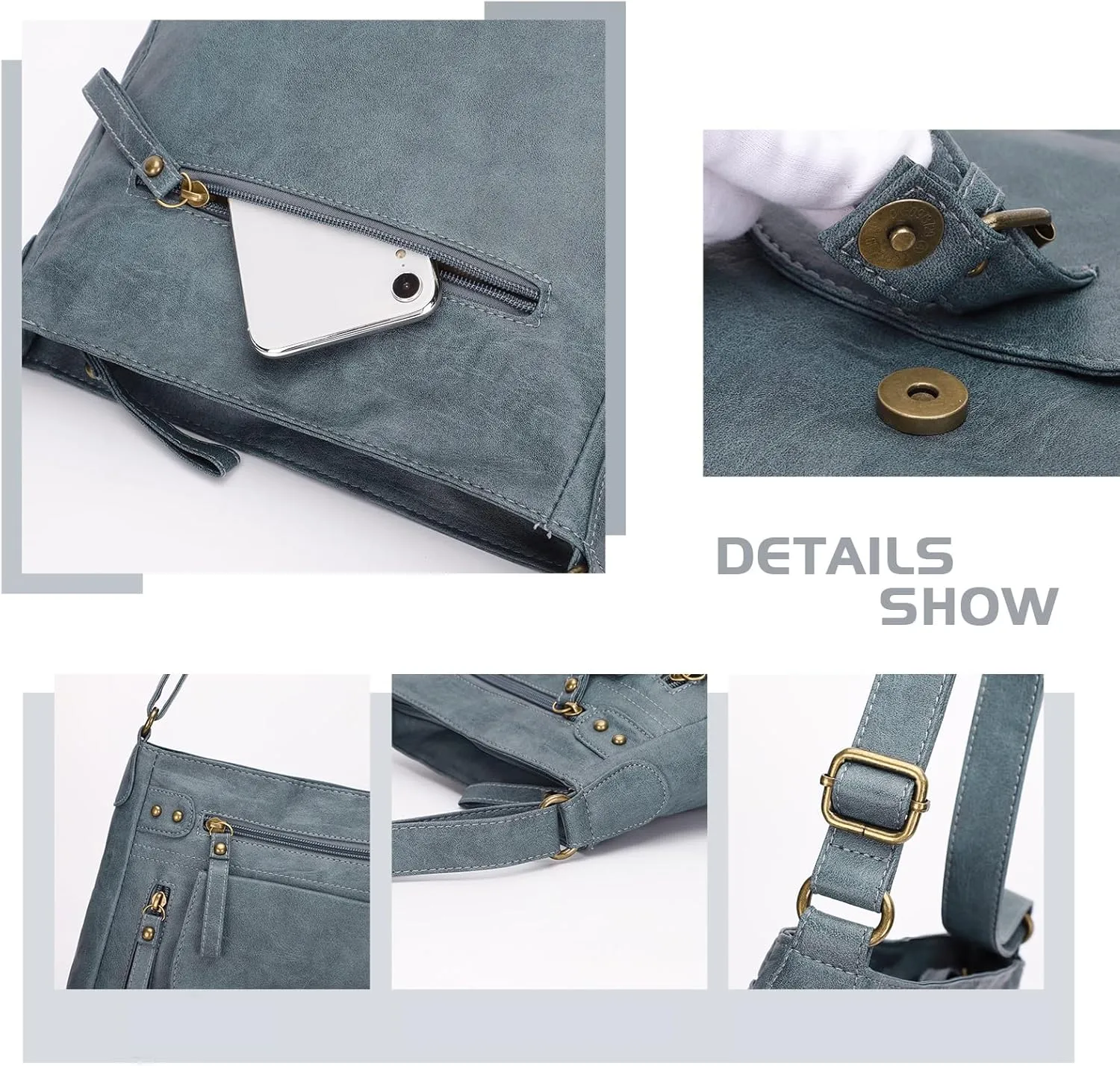 KL928 Crossbody Bags for Women, Multi Pocket Shoulder Bags, Medium PU Leather Cross Body Purses