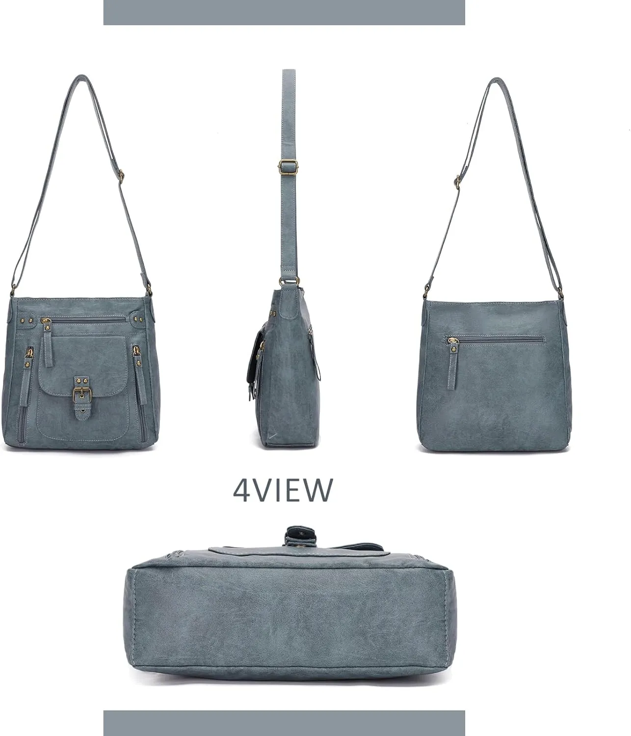 KL928 Crossbody Bags for Women, Multi Pocket Shoulder Bags, Medium PU Leather Cross Body Purses