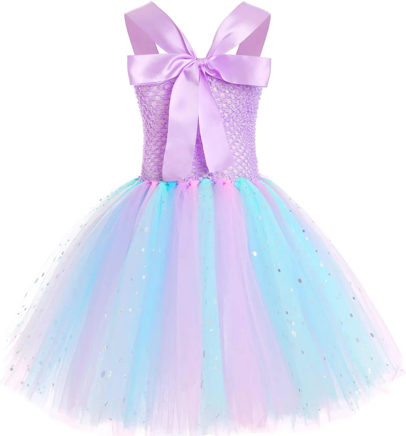 Koatobbor Girls Mermaid Costume Mermaid Tutu Dress Color Led Light Up for Halloween Birthday Party 3-8Years