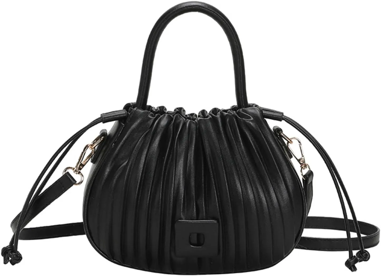Korean Style Fashionable Pleated Personalized Ins Texture Handbag Shoulder Crossbody PU Bucket Bag For Women