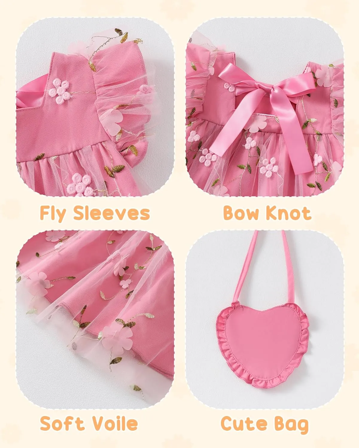 Kucnuzki Baby Girl Clothes Toddler Girls Summer Fairy Tulle Dress Ruffle Fly Sleeve Casual Sundress Cute Outfit for Kids