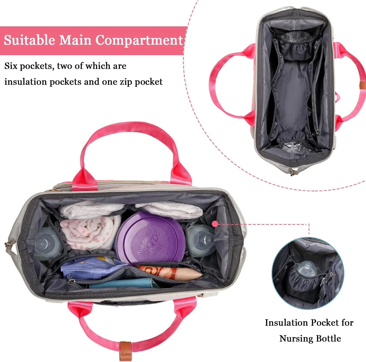 KYALOU Small Diaper Bag, Mini Baby Backpack for Mom, Multi-function Waterproof Travel Tote for Booys and Giirls (Pink)