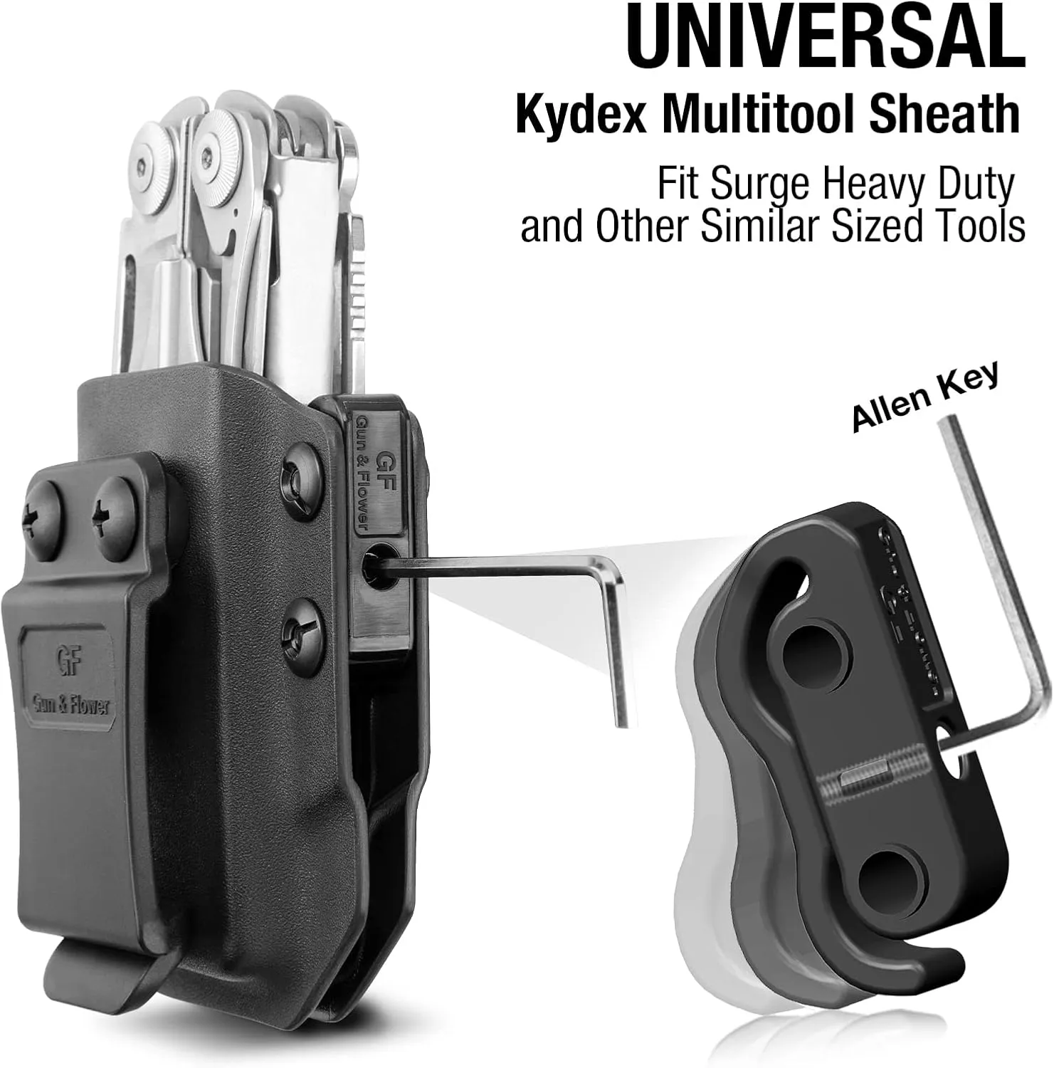 Kydex Multitool Sheath for LEATHERMAN Surge Heave Duty, Fits for LEATHERMAN Surge Multitool Sheath Pouch Case Holster, Multitool Not Included(Black)