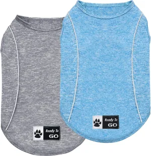 KYEESE 2Pack Dog Shirt Quick Dry Breathable Dog Shirt for Small Dogs with Reflective Stripe Athletic Tank Top Puppy Clothes,Grey Blue,M