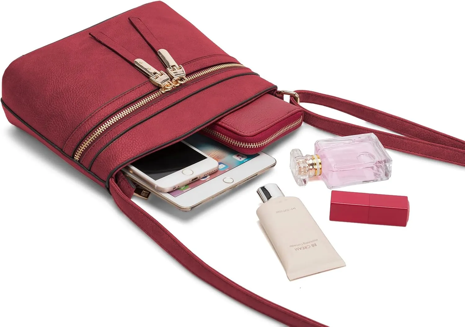LA TERRE Zipper Pocket Crossbody Bags, Lightweight Medium Crossbody Purses Women's Shoulder Handbags