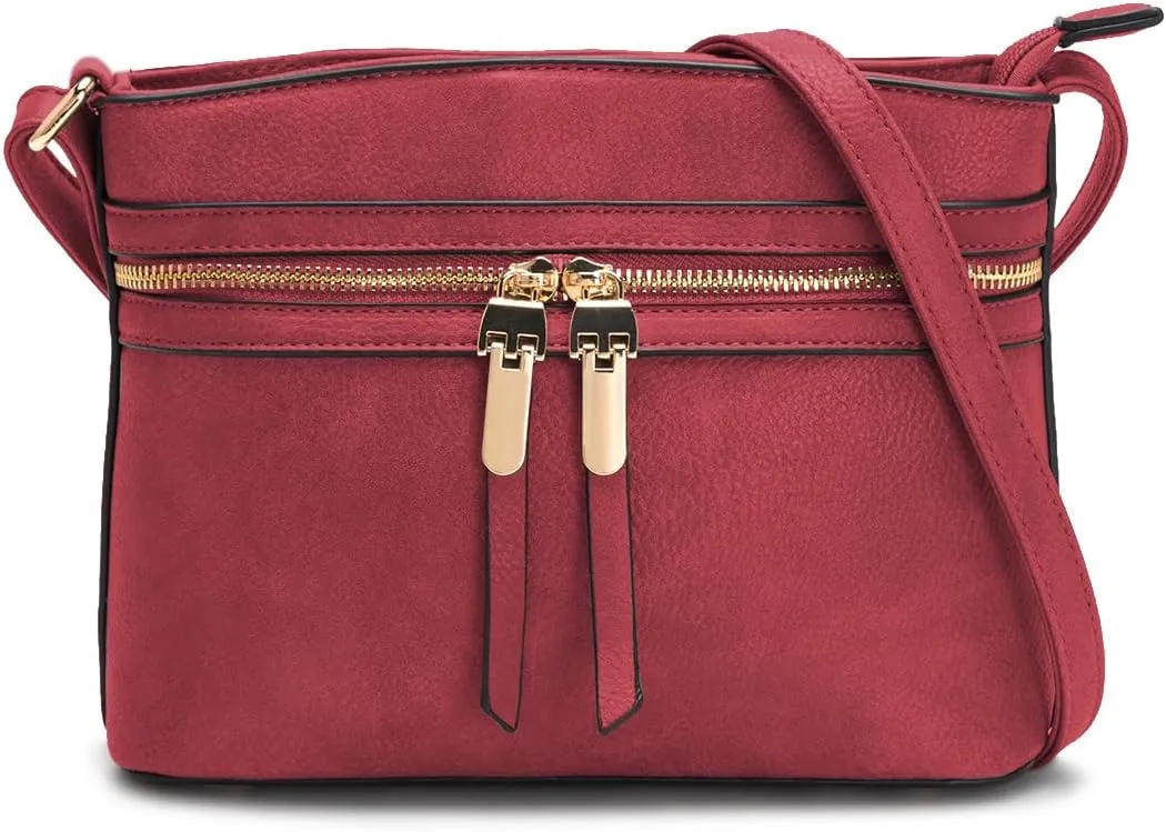 LA TERRE Zipper Pocket Crossbody Bags, Lightweight Medium Crossbody Purses Women's Shoulder Handbags