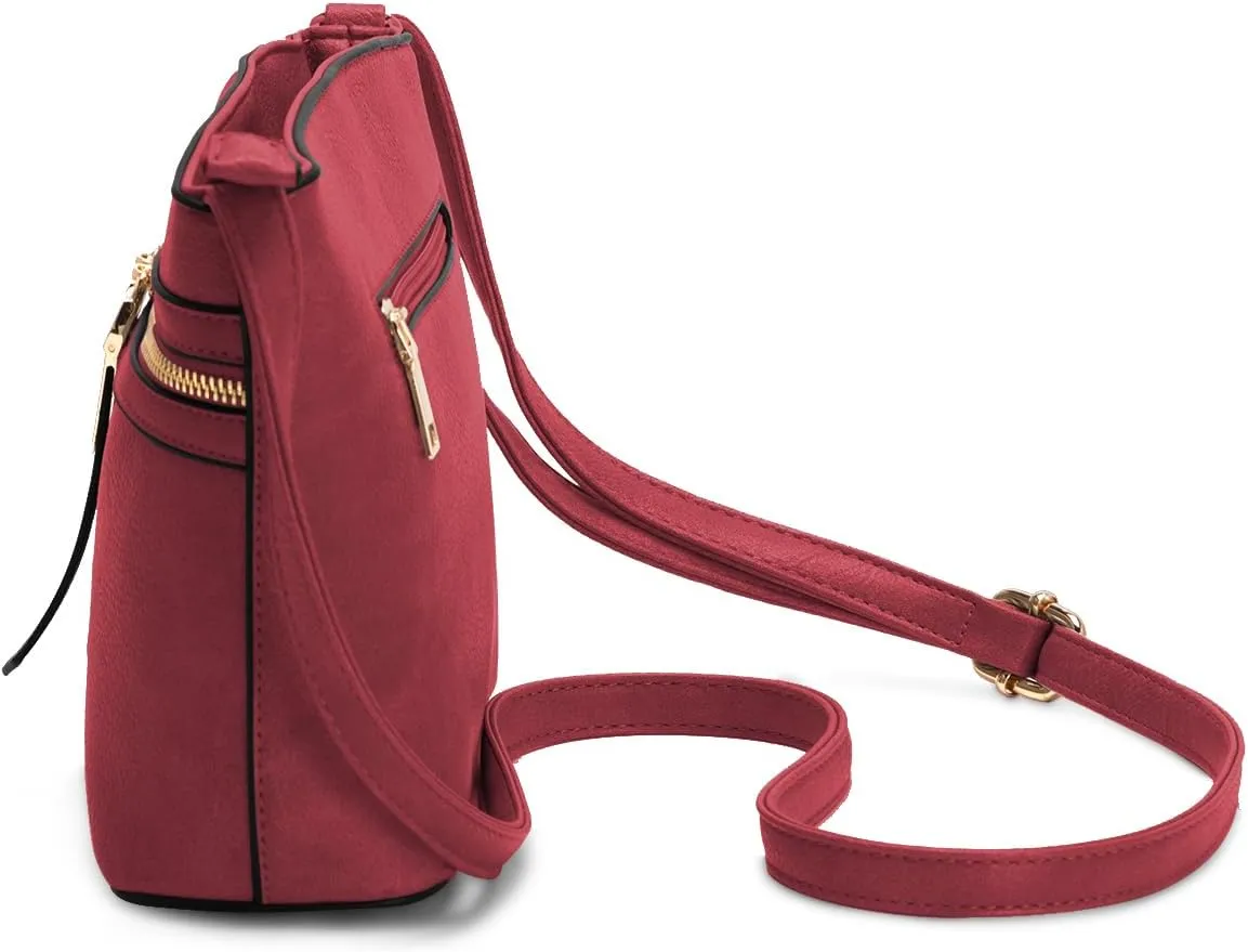 LA TERRE Zipper Pocket Crossbody Bags, Lightweight Medium Crossbody Purses Women's Shoulder Handbags