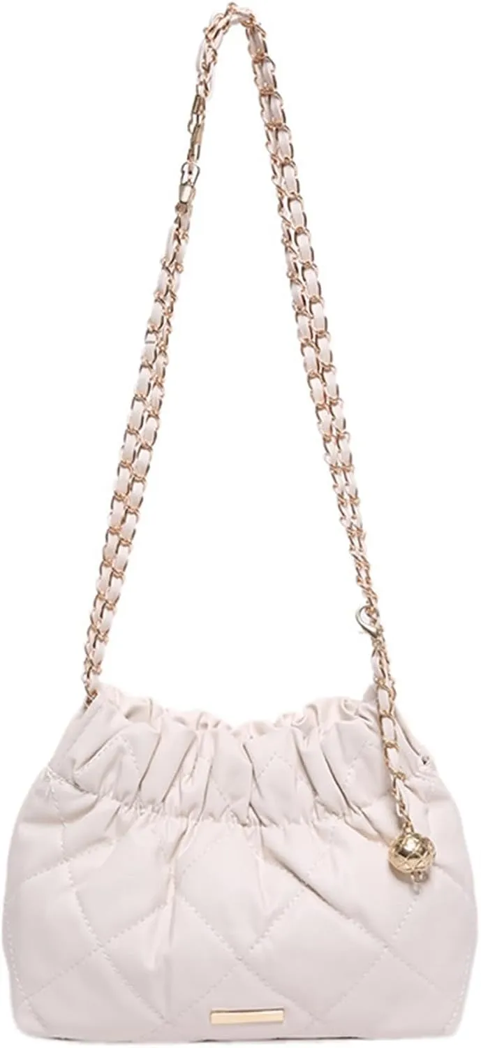 Lady pleated chain shoulder bag bucket bag