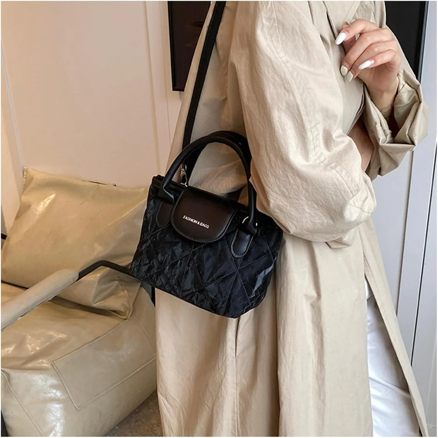 Lady's Crossbody Bag One Shoulder Bucket Bag