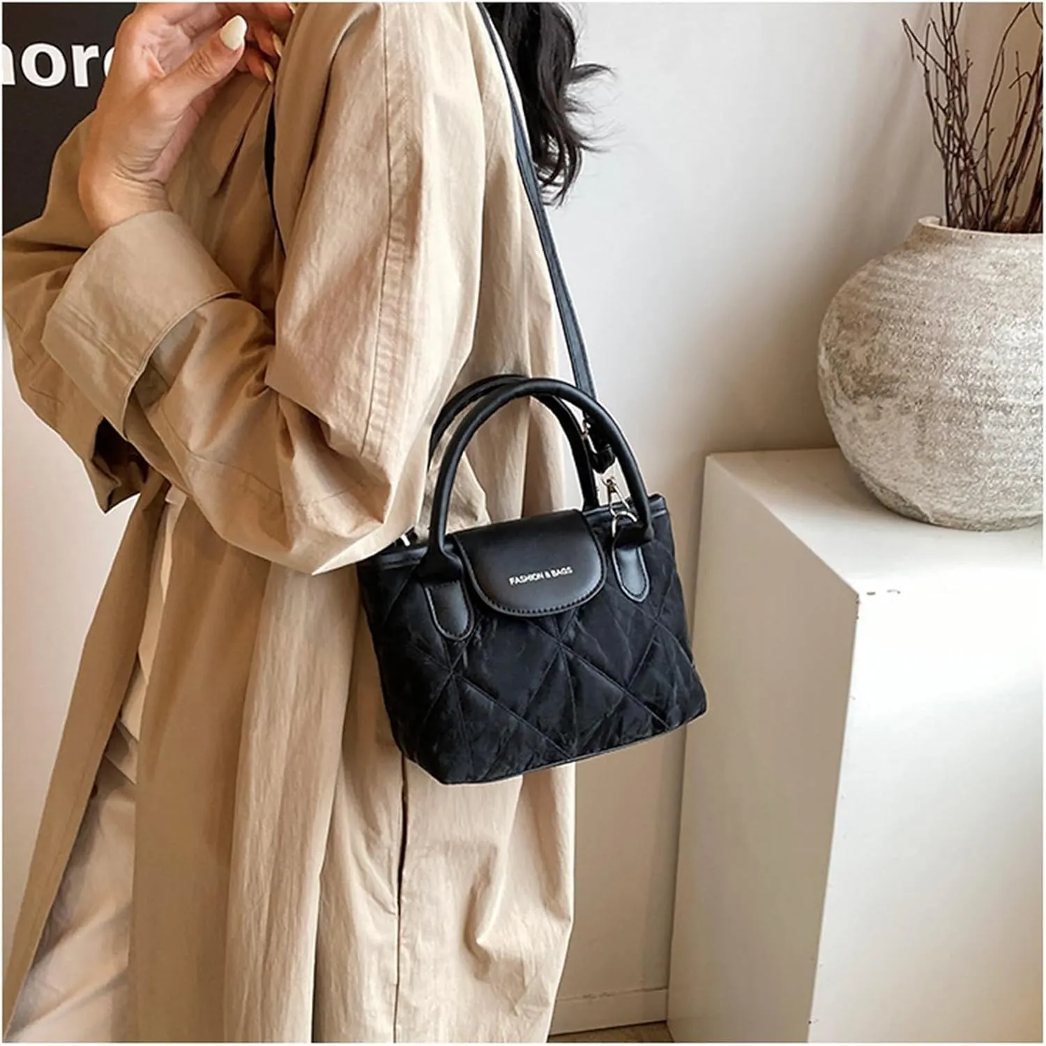 Lady's Crossbody Bag One Shoulder Bucket Bag