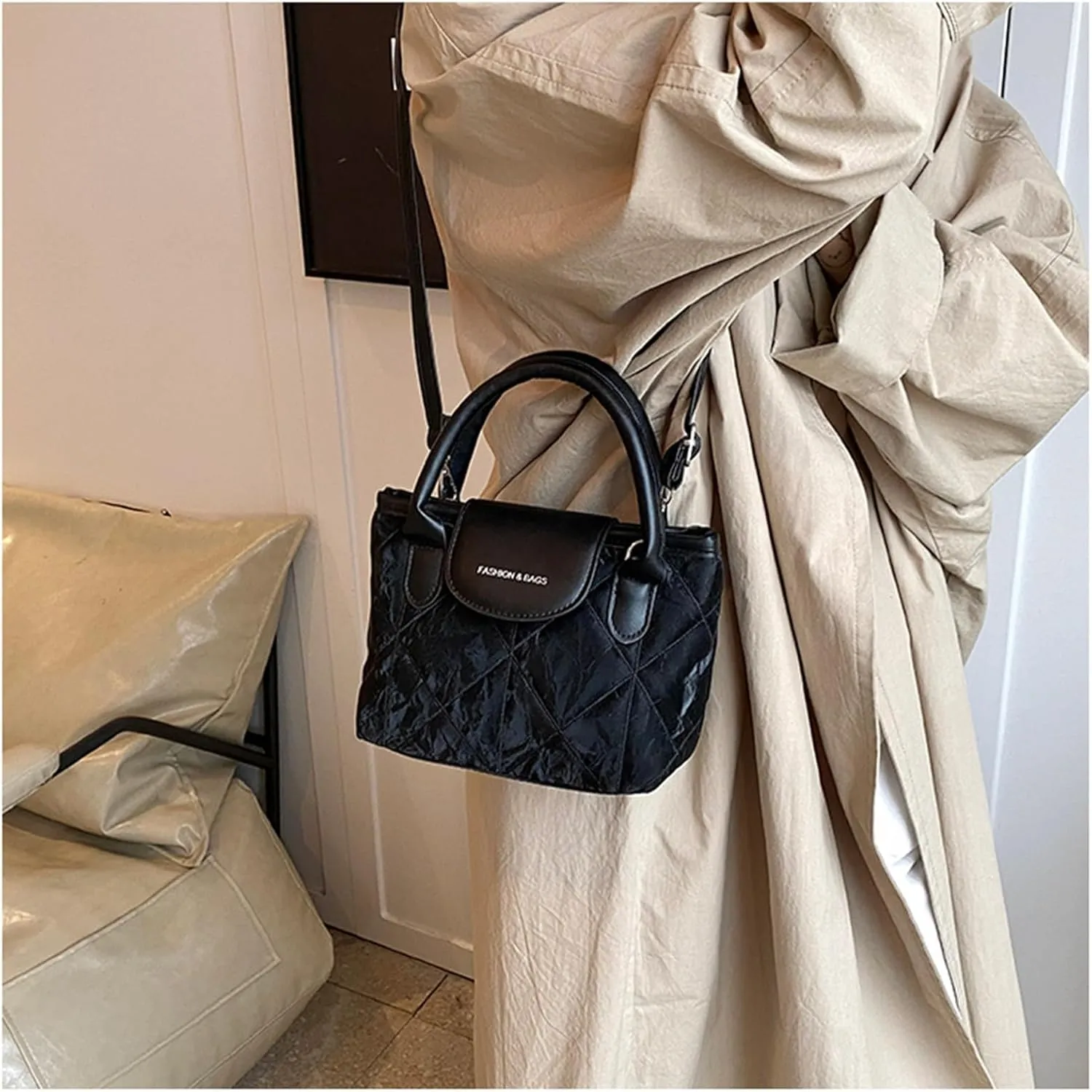 Lady's Crossbody Bag One Shoulder Bucket Bag