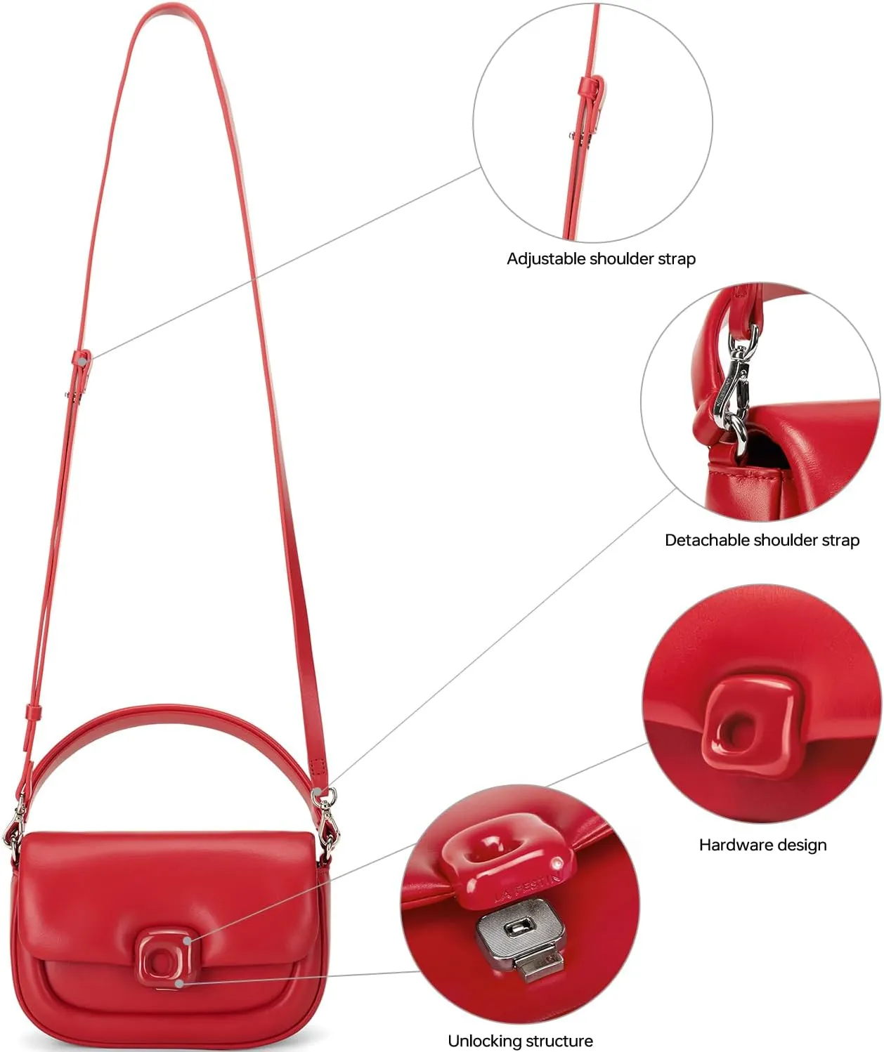 LAFESTIN Split Leather Small Crossbody Bags For Women With Adjustable Strap And Handle Versatile Womens Purses And Handbags