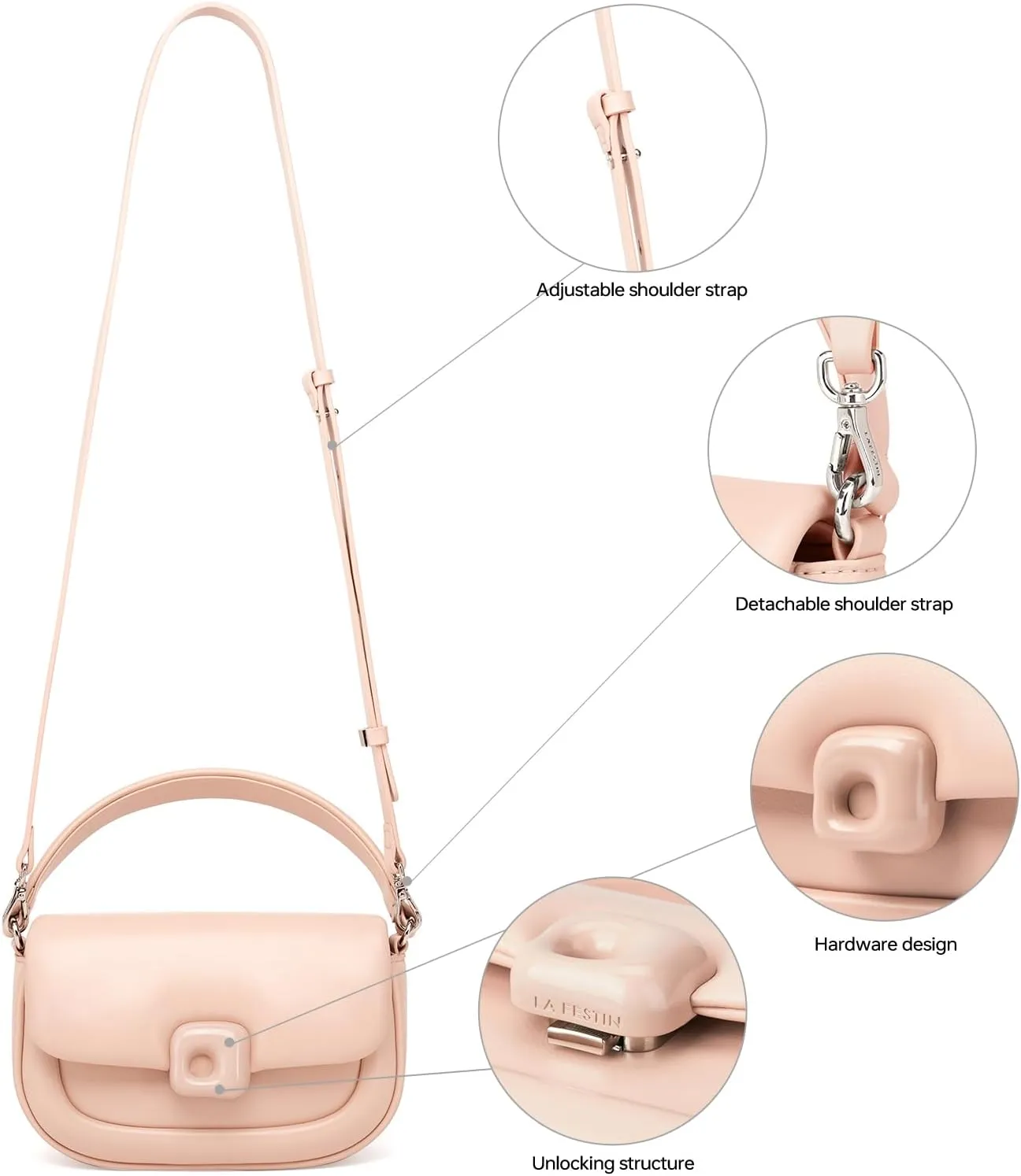 LAFESTIN Split Leather Small Crossbody Bags For Women With Adjustable Strap And Handle Versatile Womens Purses And Handbags