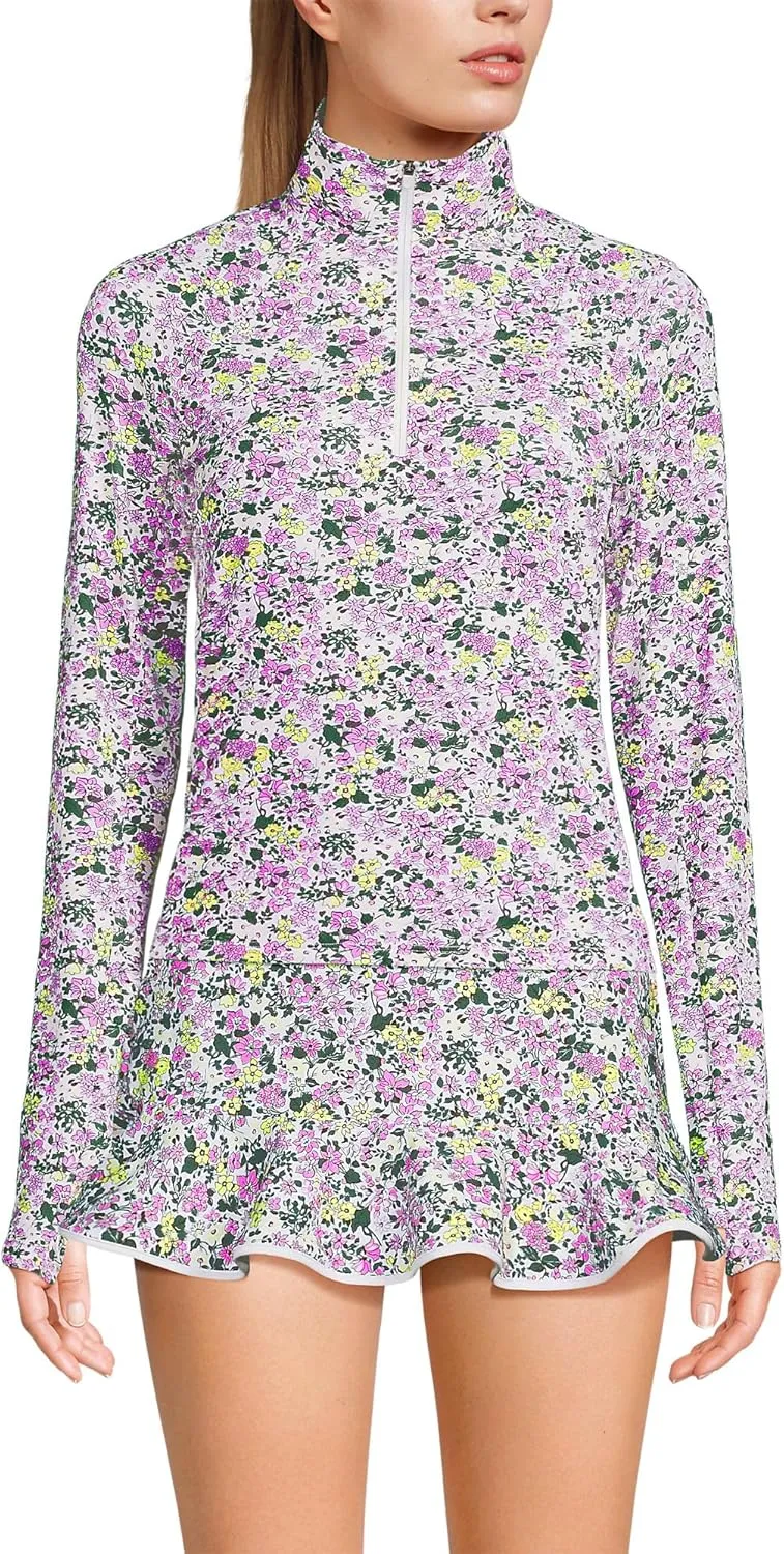 Lands' End Women's Long Sleeve Rash Guard Cover-up UPF 50