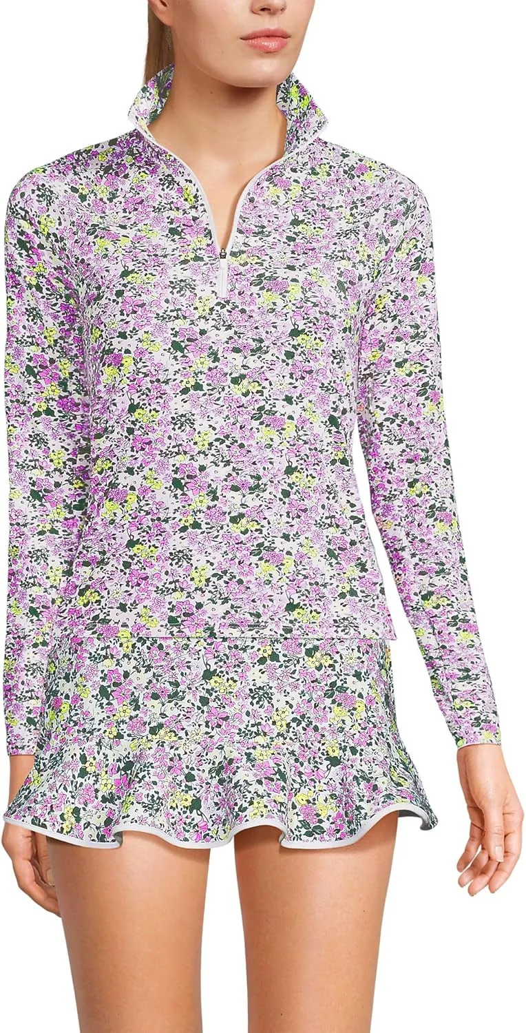 Lands' End Women's Long Sleeve Rash Guard Cover-up UPF 50