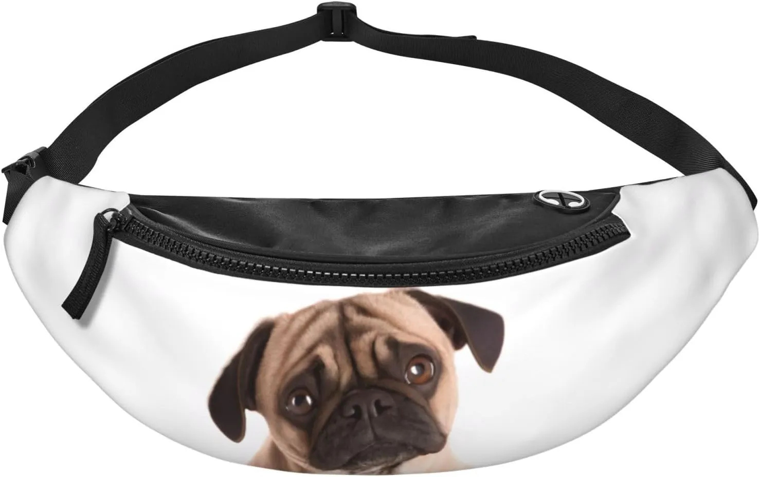 Large Bum Bag Cry Pug Waist Fanny Pack For Men Women,Bumbags With Headphone Jack And Zip Pockets Adjustable Belt For Sport Running Hiking Camping Workout Cycling