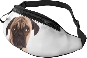 Large Bum Bag Cry Pug Waist Fanny Pack For Men Women,Bumbags With Headphone Jack And Zip Pockets Adjustable Belt For Sport Running Hiking Camping Workout Cycling
