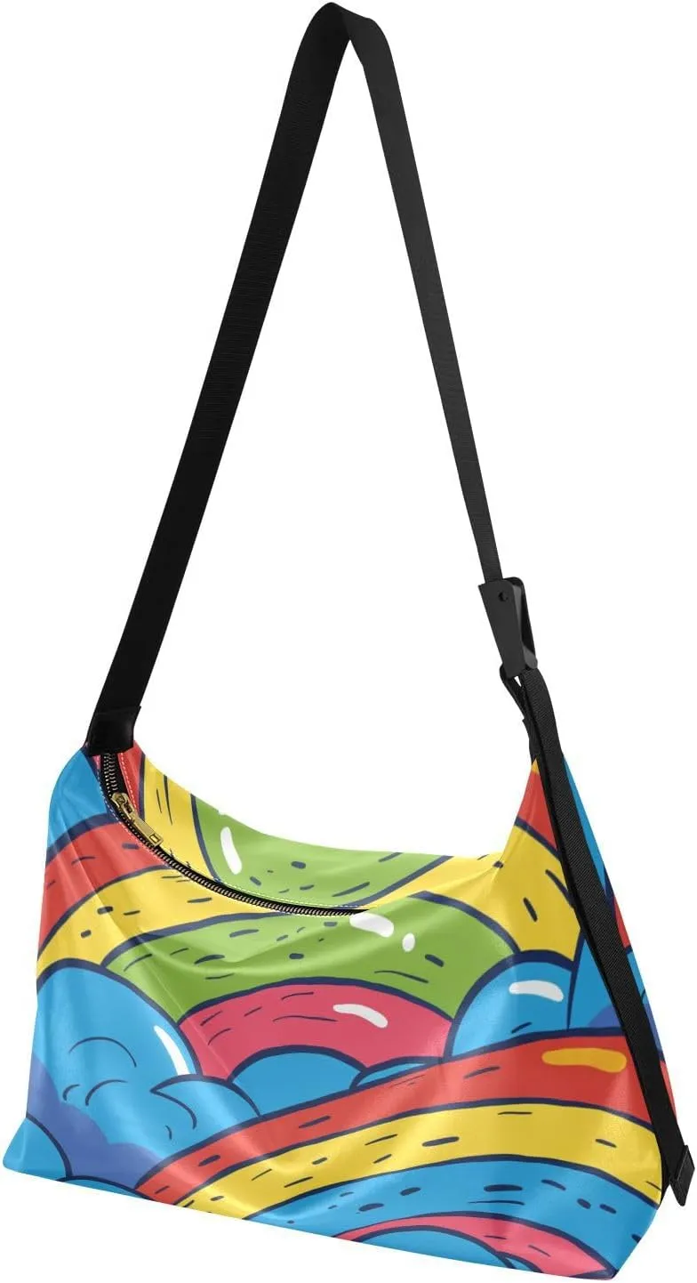 Large Capacity Crossbody Shoulder Bag Handbag Casual Tote Bag With Adjustable Strap Zipper For Men Women