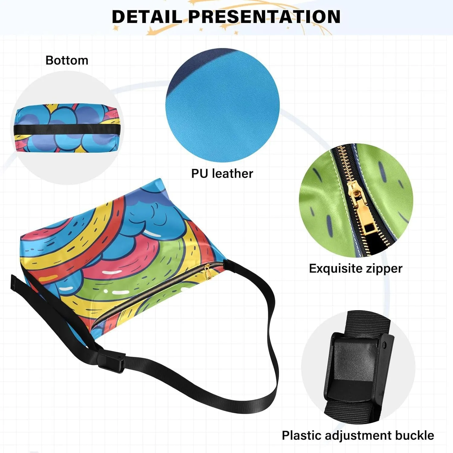 Large Capacity Crossbody Shoulder Bag Handbag Casual Tote Bag With Adjustable Strap Zipper For Men Women