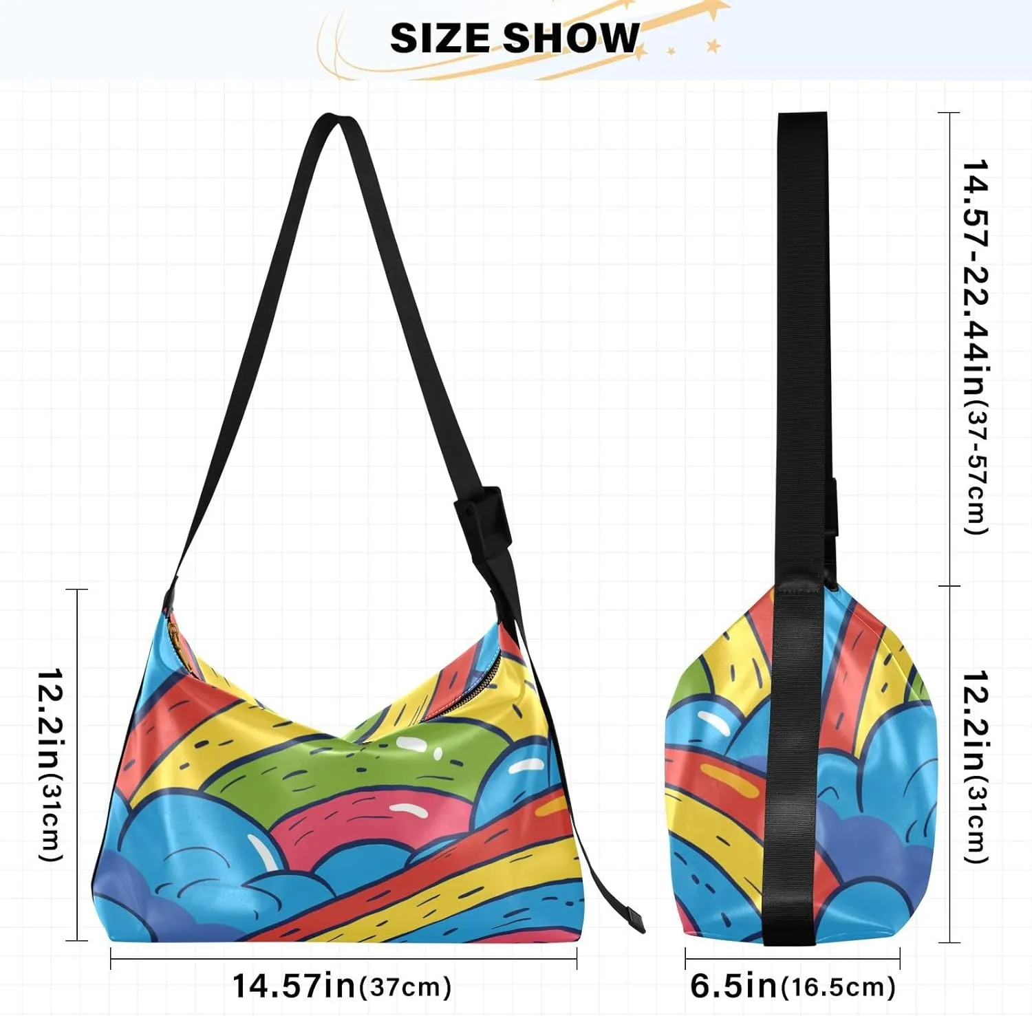 Large Capacity Crossbody Shoulder Bag Handbag Casual Tote Bag With Adjustable Strap Zipper For Men Women