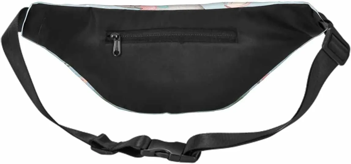 Large Crossbody Bag Waistpack Cute Standing Lovely Bunny Butterfly Rabbit Cartoon Leaf Leisure Sports Fanny Pack Zipper Bag for Running, Travel