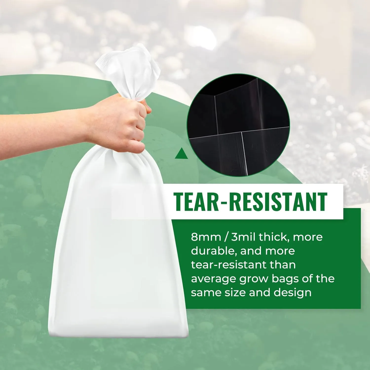 Large Extra Thick 25 Packs Mushroom Grow Bags, 6 Mil Spawn Bags 5.5" X 9.8" X 25.6" with 0.2 Micron Filter Breathable Autoclavable Durable